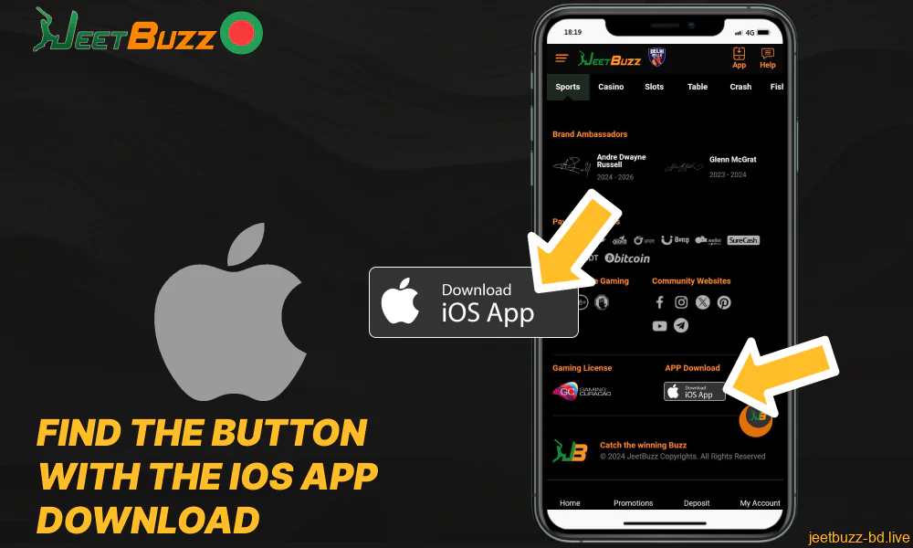 Find the button with the Jeetbuzz iOS app installation