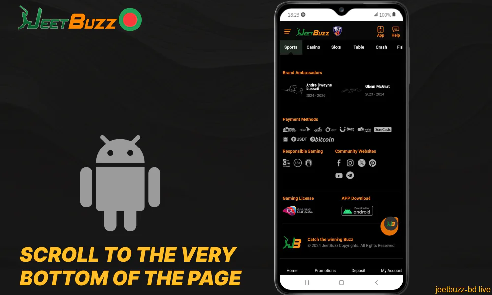 Scroll to the very bottom of the Jeetbuzz page