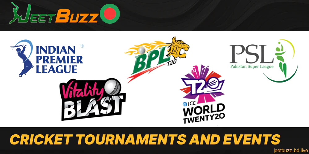 Cricket tournaments and events presented on Jeetbuzz Bangladesh