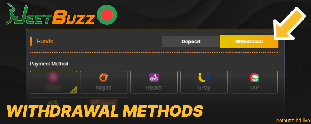 Withdrawal Methods available on Jeetbuzz Bangladesh